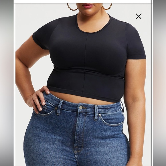 Revolve Good American Lightweight So Soft Sculpted T-Shirt Black Basic Staple‎ - Picture 3 of 11